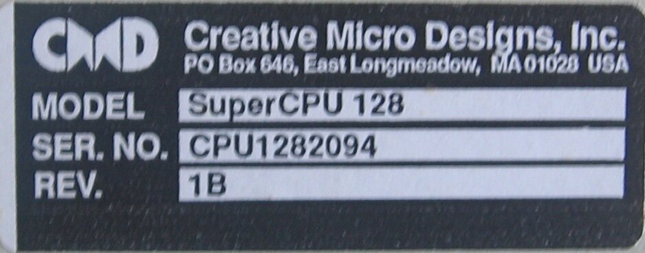 My CMD SuperCPU128 serial.JPG